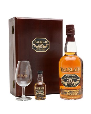 Balblair 33 años Gift Set Nosing Glass + Miniature