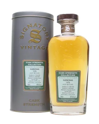 Glencraig 1976 30 años Bourbon Barrel Signatory Cask Strength Collection