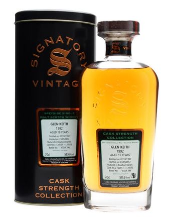 Glen Keith 1992 19 años Bourbon Barrels #120551+2 Signatory Cask Strength Collection