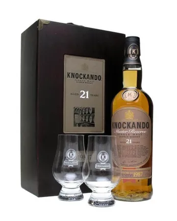 Knockando 1987 21 años Master Reserve 2 Glasses